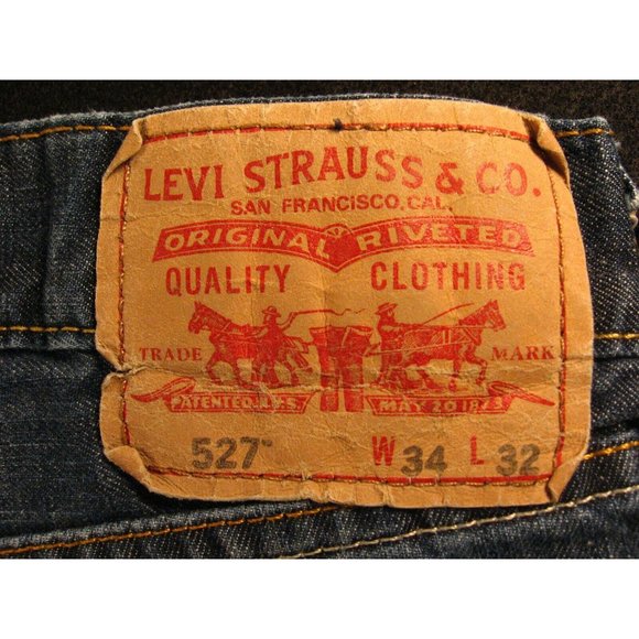 LEVIS 527 CUTOFF JEANS SHORTS 33 MEASURED Denim Daisy Dukes HIGH WAIST - Picture 8 of 11